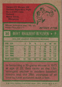 Bert Blyleven  baseball card collectible - Main Image 2
