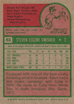 Steve Swisher  baseball card collectible - Main Image 2