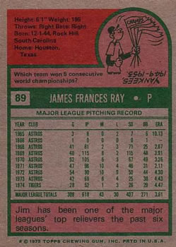 Jim Ray  baseball card collectible - Main Image 2