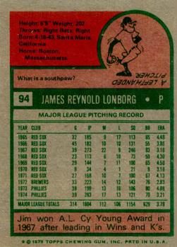 Jim Lonborg  baseball card collectible - Main Image 2