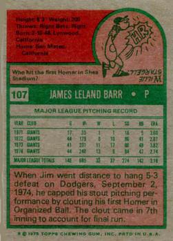 Jim Barr  baseball card collectible - Main Image 2