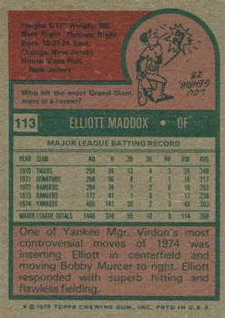 Elliott Maddox  baseball card collectible - Main Image 2