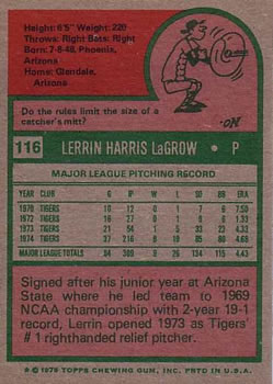 Lerrin LaGrow  baseball card collectible - Main Image 2