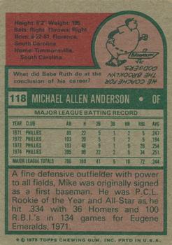 Mike Anderson  baseball card collectible - Main Image 2