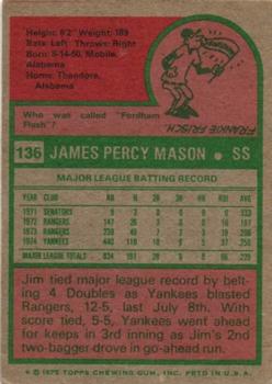 Jim Mason  baseball card collectible - Main Image 2