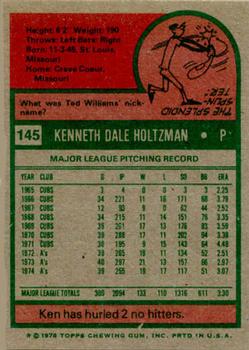 Ken Holtzman  baseball card collectible - Main Image 2