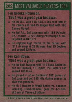 1964 MVPs (Brooks Robinson / Ken Boyer)  baseball card collectible - Main Image 2