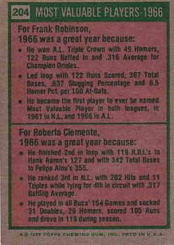 1966 MVPs (Frank Robinson / Bob Clemente)  baseball card collectible - Main Image 2