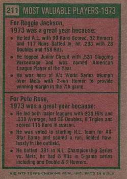 1973 MVPs (Reggie Jackson / Pete Rose)  baseball card collectible - Main Image 2