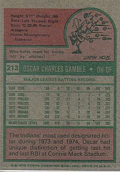 Oscar Gamble  baseball card collectible - Main Image 2