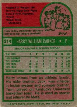 Harry Parker  baseball card collectible - Main Image 2