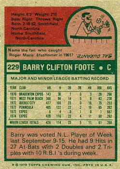 Barry Foote  baseball card collectible - Main Image 2