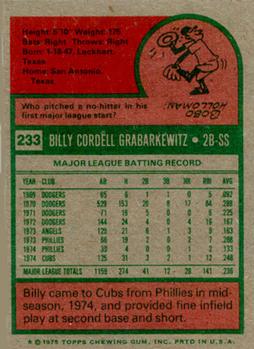Billy Grabarkewitz  baseball card collectible - Main Image 2