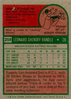 Len Randle  baseball card collectible - Main Image 2