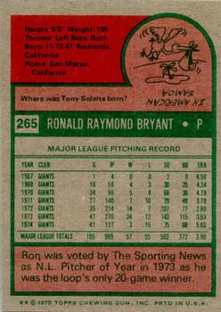 Ron Bryant  baseball card collectible - Main Image 2