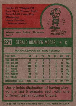 Jerry Moses  baseball card collectible - Main Image 2