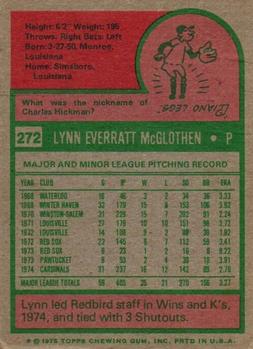 Lynn McGlothen  baseball card collectible - Main Image 2