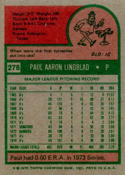 Paul Lindblad  baseball card collectible - Main Image 2