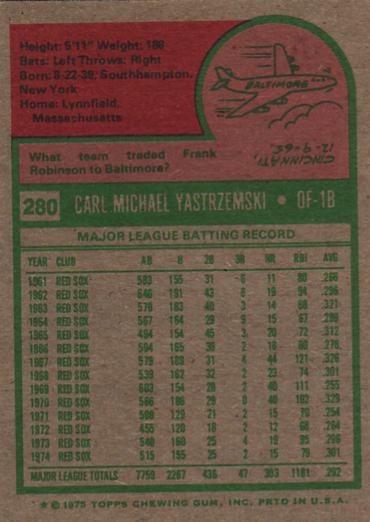 Carl Yastrzemski  baseball card collectible - Main Image 2