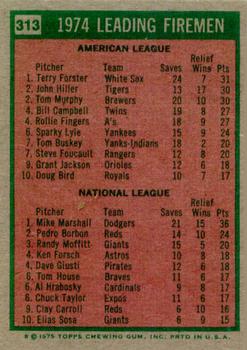 1974 Leading Firemen (Terry Forster / Mike Marshall)  baseball card collectible - Main Image 2