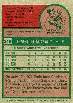 Ernie McAnally  baseball card collectible - Main Image 2
