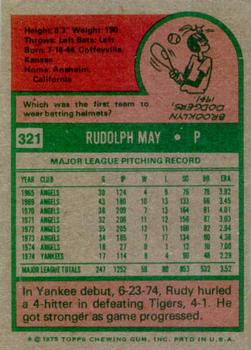 Rudy May  baseball card collectible - Main Image 2