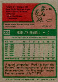 Fred Kendall  baseball card collectible - Main Image 2