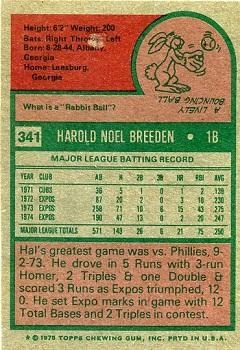 Hal Breeden  baseball card collectible - Main Image 2