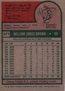 Gates Brown  baseball card collectible - Main Image 2