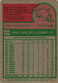 Manny Mota  baseball card collectible - Main Image 2