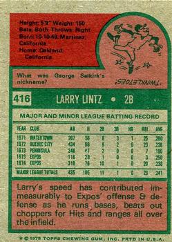 Larry Lintz  baseball card collectible - Main Image 2