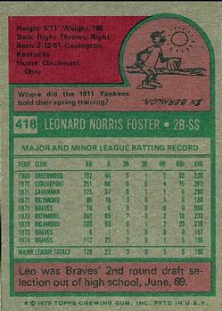 Leo Foster  baseball card collectible - Main Image 2