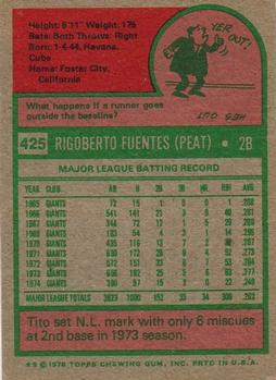Tito Fuentes  baseball card collectible - Main Image 2