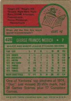 George Medich  baseball card collectible - Main Image 2