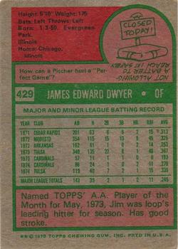 Jim Dwyer  baseball card collectible - Main Image 2