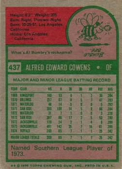 Al Cowens  baseball card collectible - Main Image 2
