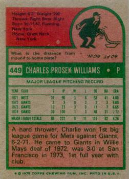 Charlie Williams  baseball card collectible - Main Image 2
