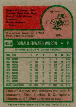 Don Wilson  baseball card collectible - Main Image 2