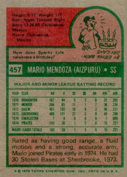 Mario Mendoza  baseball card collectible - Main Image 2