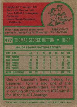 Tom Hutton  baseball card collectible - Main Image 2
