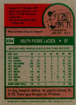 Pete LaCock  baseball card collectible - Main Image 2