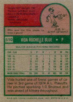Vida Blue  baseball card collectible - Main Image 2