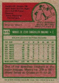 Manny Sanguillen  baseball card collectible - Main Image 2