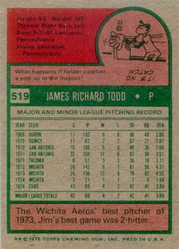 Jim Todd  baseball card collectible - Main Image 2
