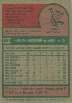 Rudy Meoli  baseball card collectible - Main Image 2