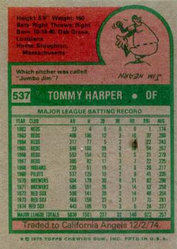 Tommy Harper  baseball card collectible - Main Image 2