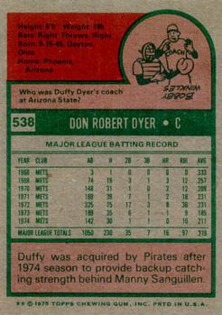 Duffy Dyer  baseball card collectible - Main Image 2