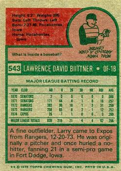 Larry Biittner  baseball card collectible - Main Image 2