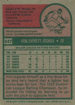 Von Joshua  baseball card collectible - Main Image 2