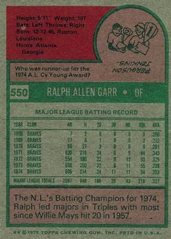 Ralph Garr  baseball card collectible - Main Image 2